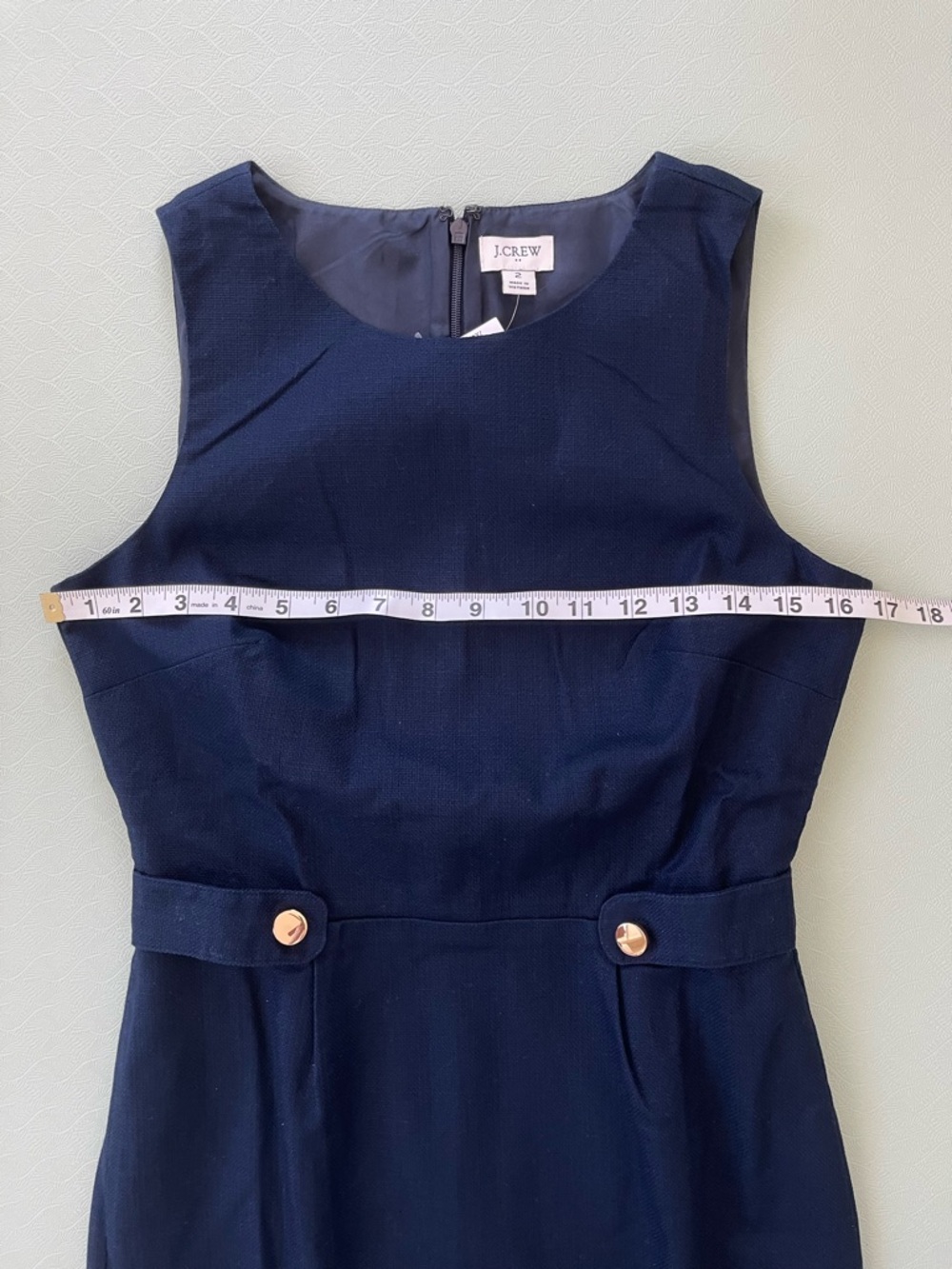J Crew Navy Sheath Dress with Waist Tabs Sz 2 - Picture 9 of 11